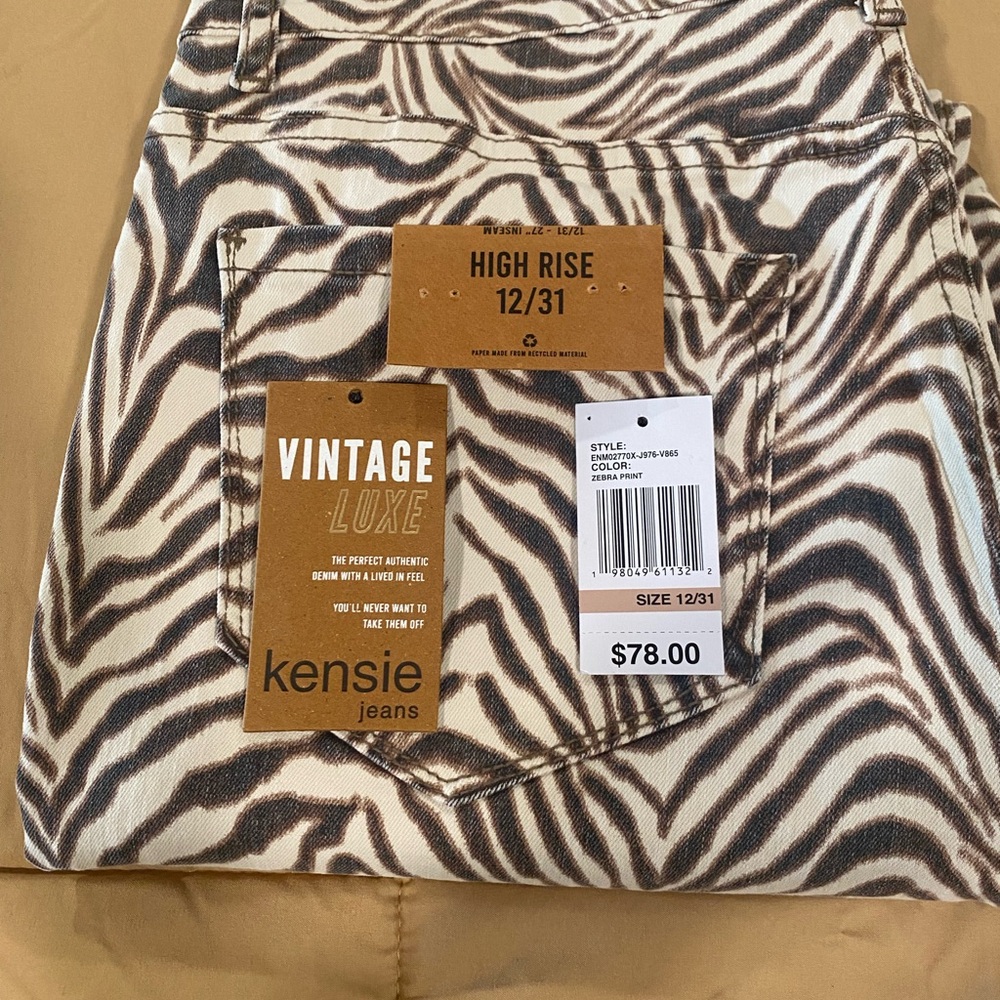 Kensie Zebra Print High Rise Pants